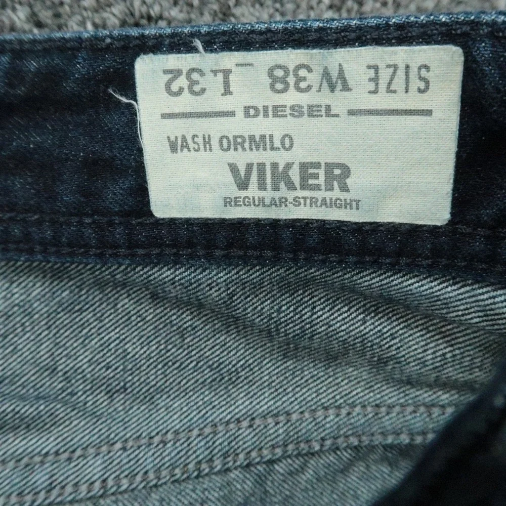 Diesel Jeans Mens 38x32 Blue Viker Straight 5 Pocket Dark Wash Denim